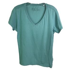 Pact Womens Organic Cotton V-Neck T-Shirt Teal Green‎ Short Sleeve Size S